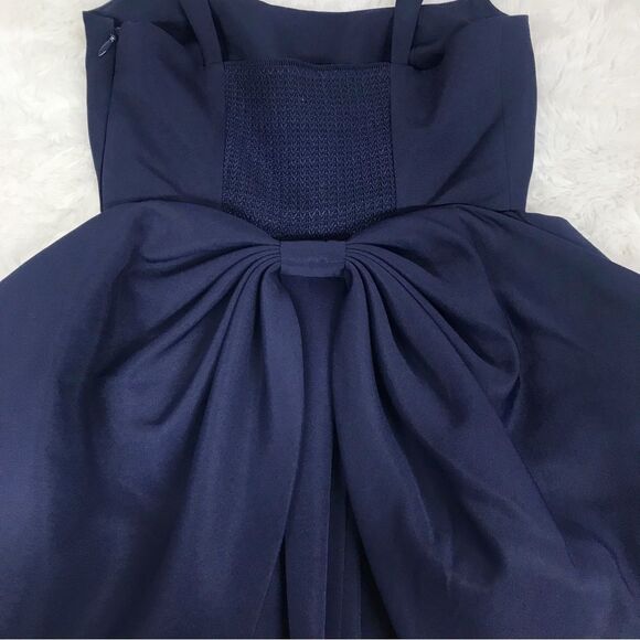 SACHIN + BABI Blaine Taffeta Square Neck Bow Train Mini Dress BHLDN Navy New 4 - Picture 9 of 12